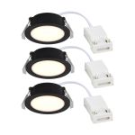Multipack 3x Nordlux Downlight Olea Black 4.4W 345lm 110D - 930 | 68mm - IP65 - Best Colour Rendering