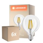 Multipack 6x Osram LED Superstar E27 Globe G95 Filament Clear 11W 1521lm - 927 Extra Warm White | Best Colour Rendering - Replaces 100W